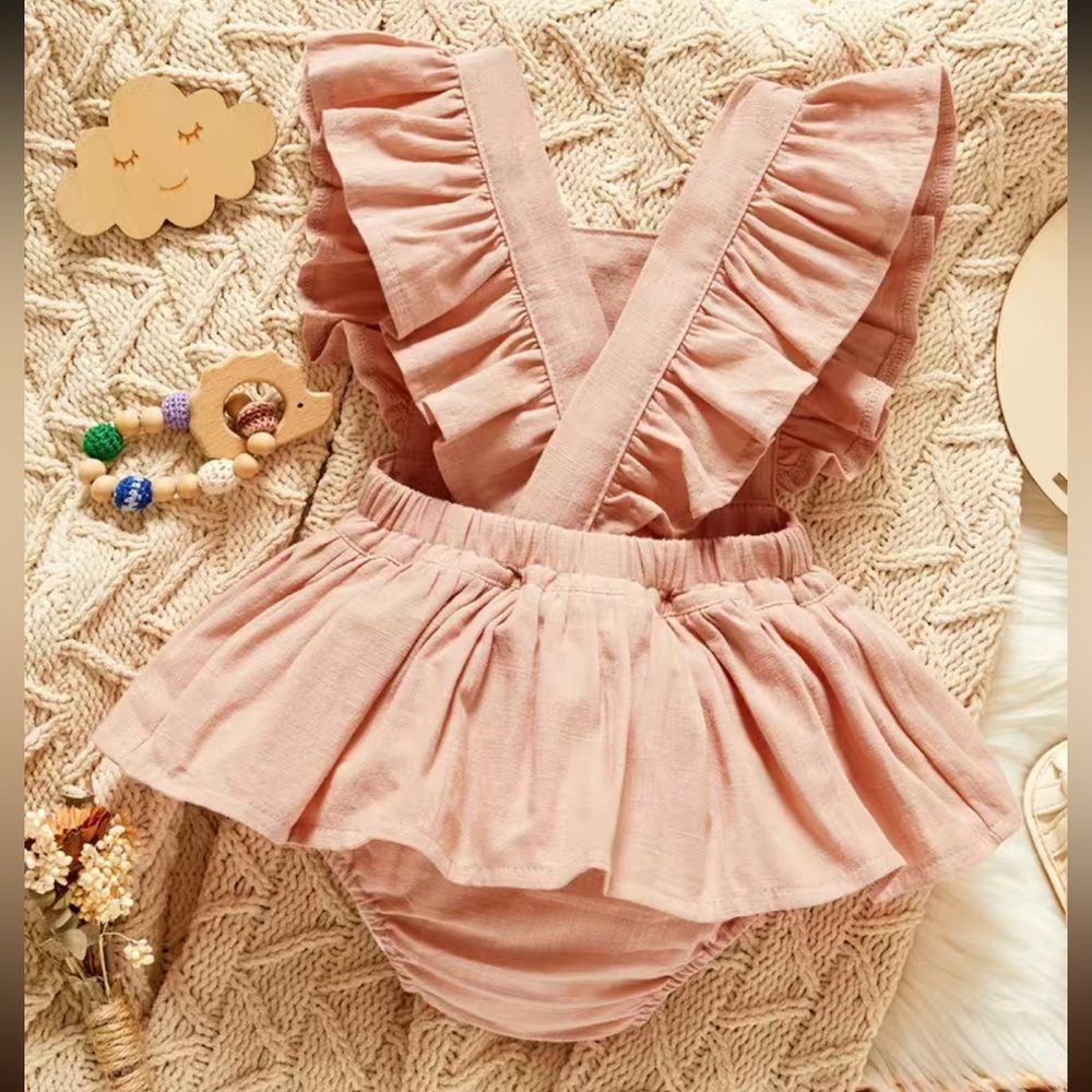 Pink Embroidered Ruffle Romper - Picture 2 of 5